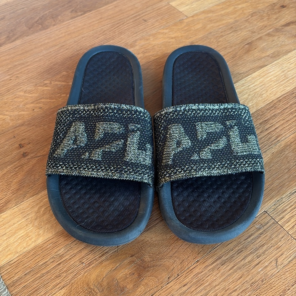 APL Big Logo Techloom Slide Black Gold Silver size 10 - Picture 2 of 7